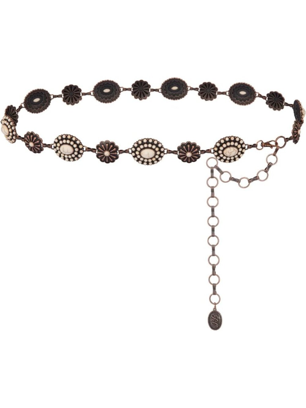 Turquoise Western Concho Chain Belt for Women - Rustic Boho Style Accessory